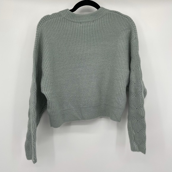 Elodie Pointelle Sleeve Crewneck Sweater Seafoam Green Detailed Sleeve - Picture 7 of 8